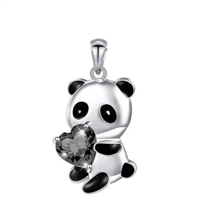 Women's Zircon Panda Heart Pendant Necklace