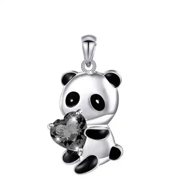 Women's Zircon Panda Heart Pendant Necklace