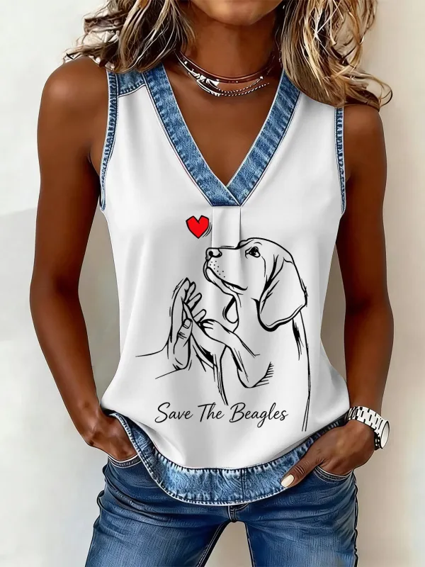 Women's Save The Beagles Print Vest