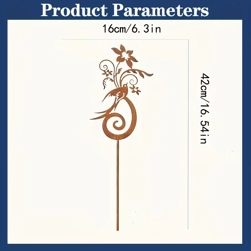 Rusty Bird & Flower Garden Stake