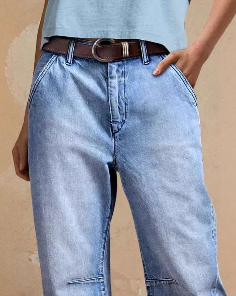 Relaxed Cropped Denim Pants