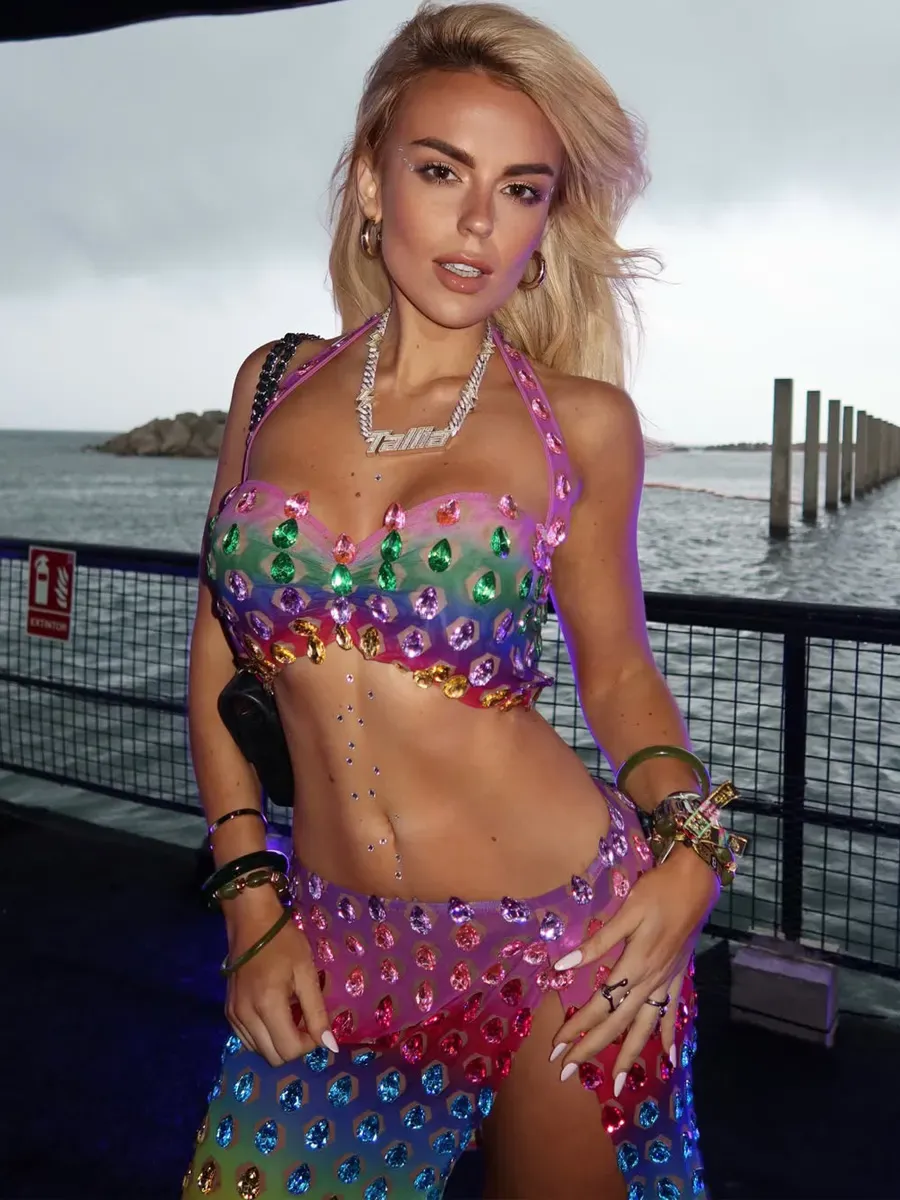 Valentina Iridescent Rhinestone Mini Skirt Set