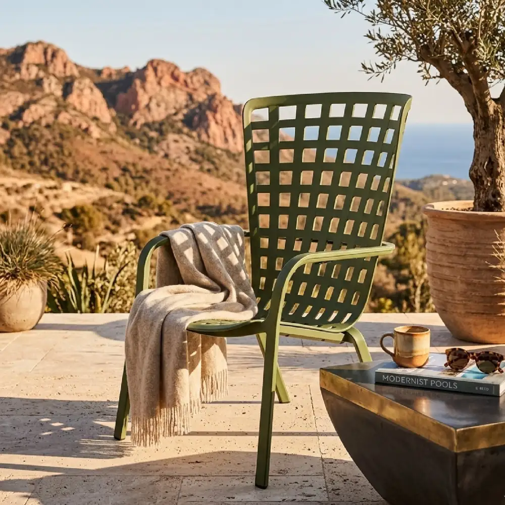 Square Perforated Reclining Outdoor Armchair