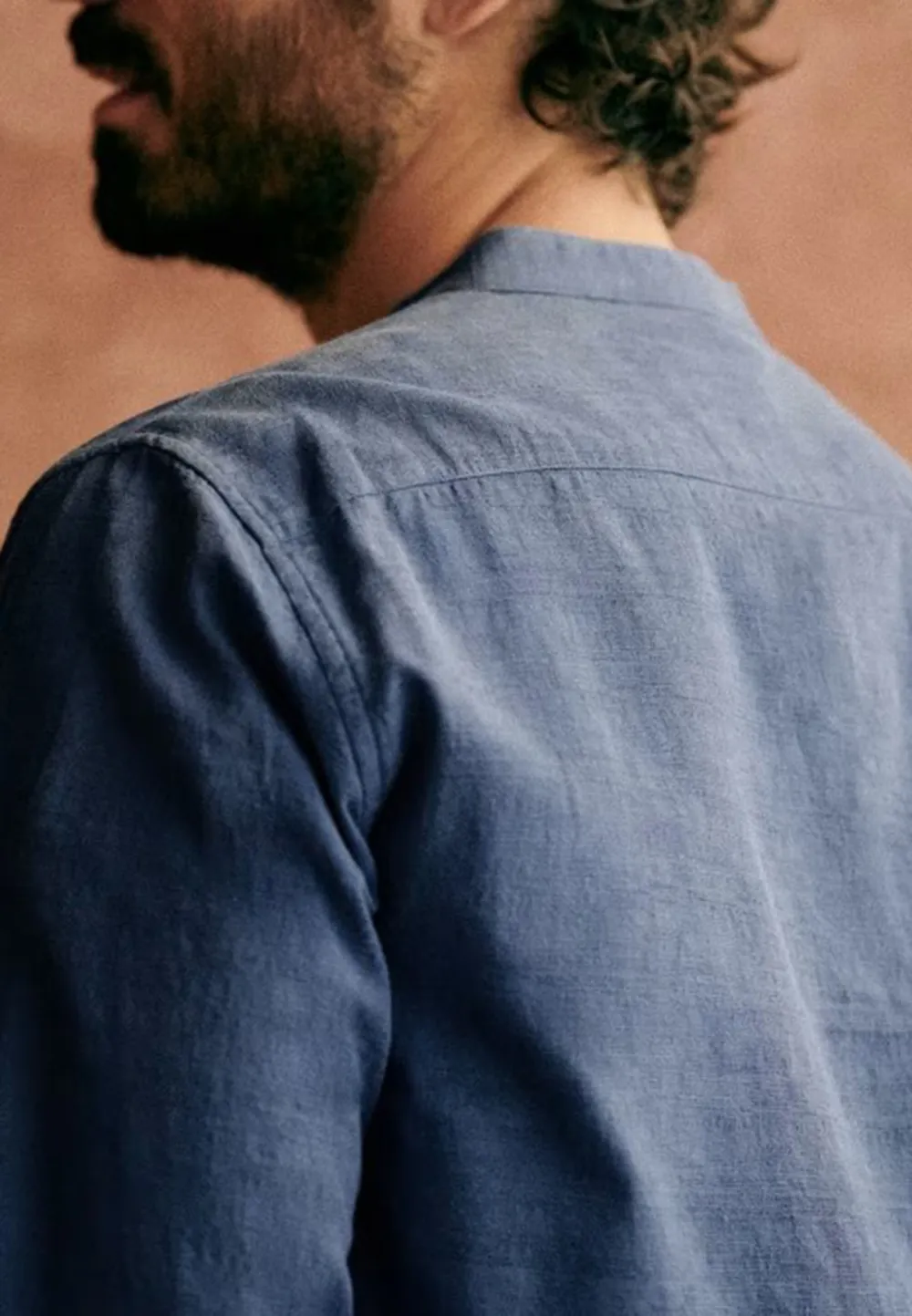 Navy Blue Cotton Linen Blend Regular Fit Shirt