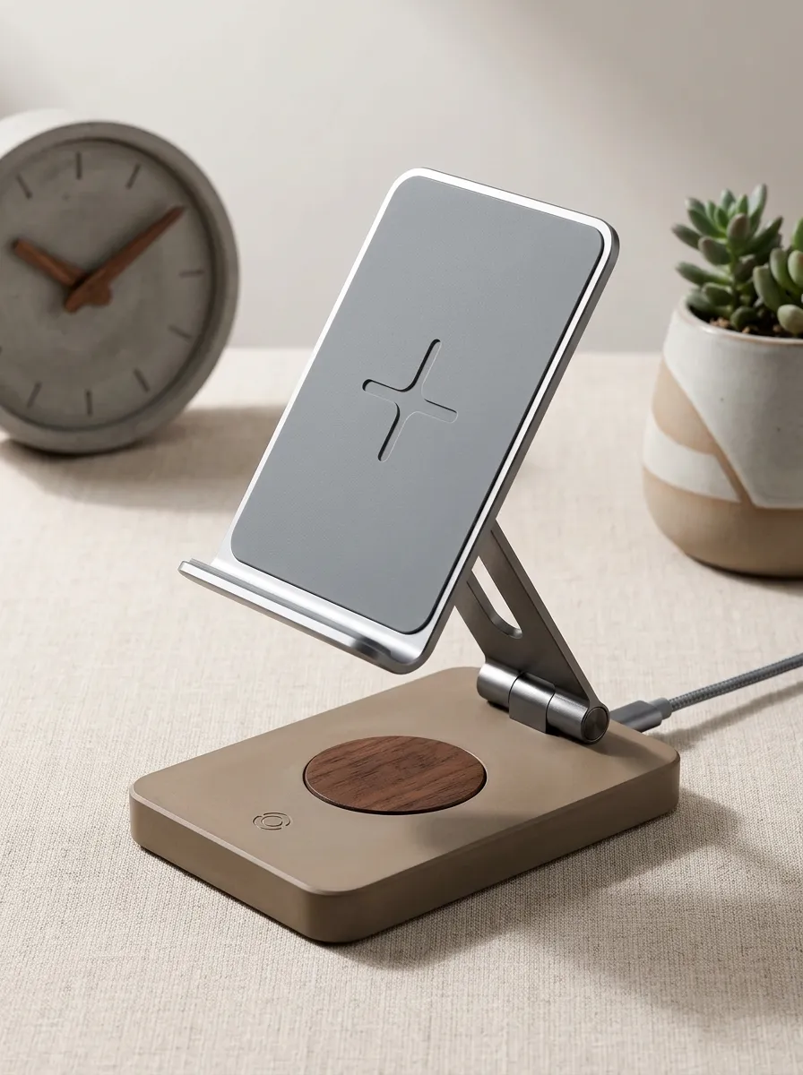 Tech Enthusiast Minimalist Wood Grain Printed Wireless Charger