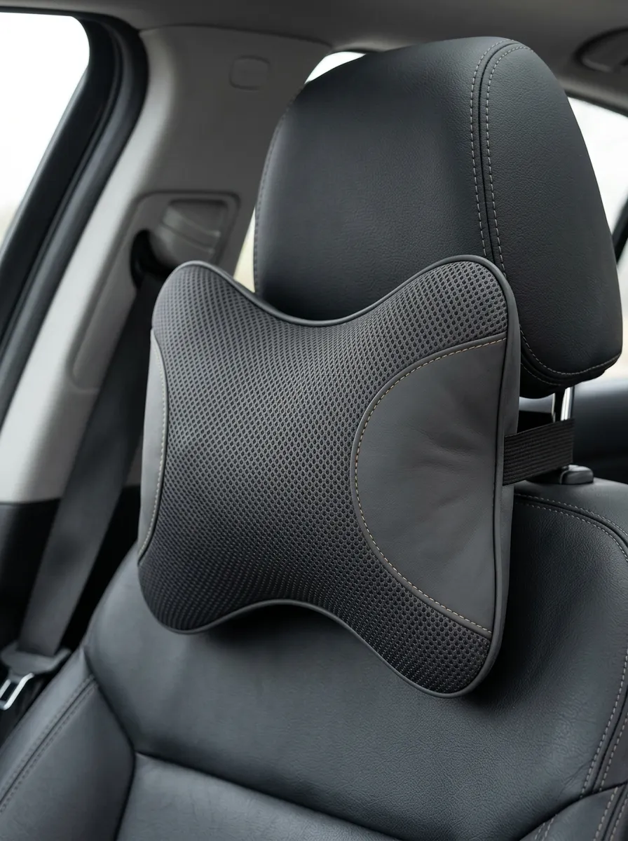 Mesh Leather-Texture Car Neck Support Pillow