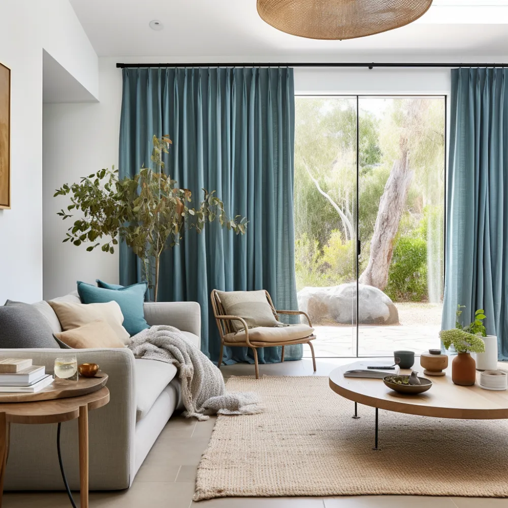 Double Pleat Blackout Linen Curtain