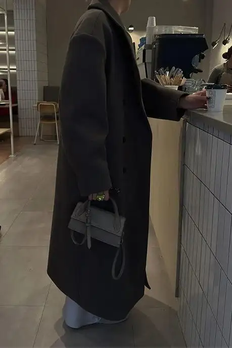 Loose Asymmetrical Leather Coat