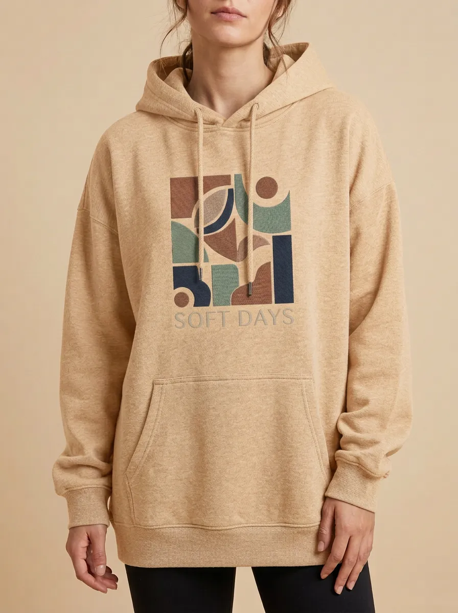 Relaxed Soft Days Abstract Geometric Hoodie