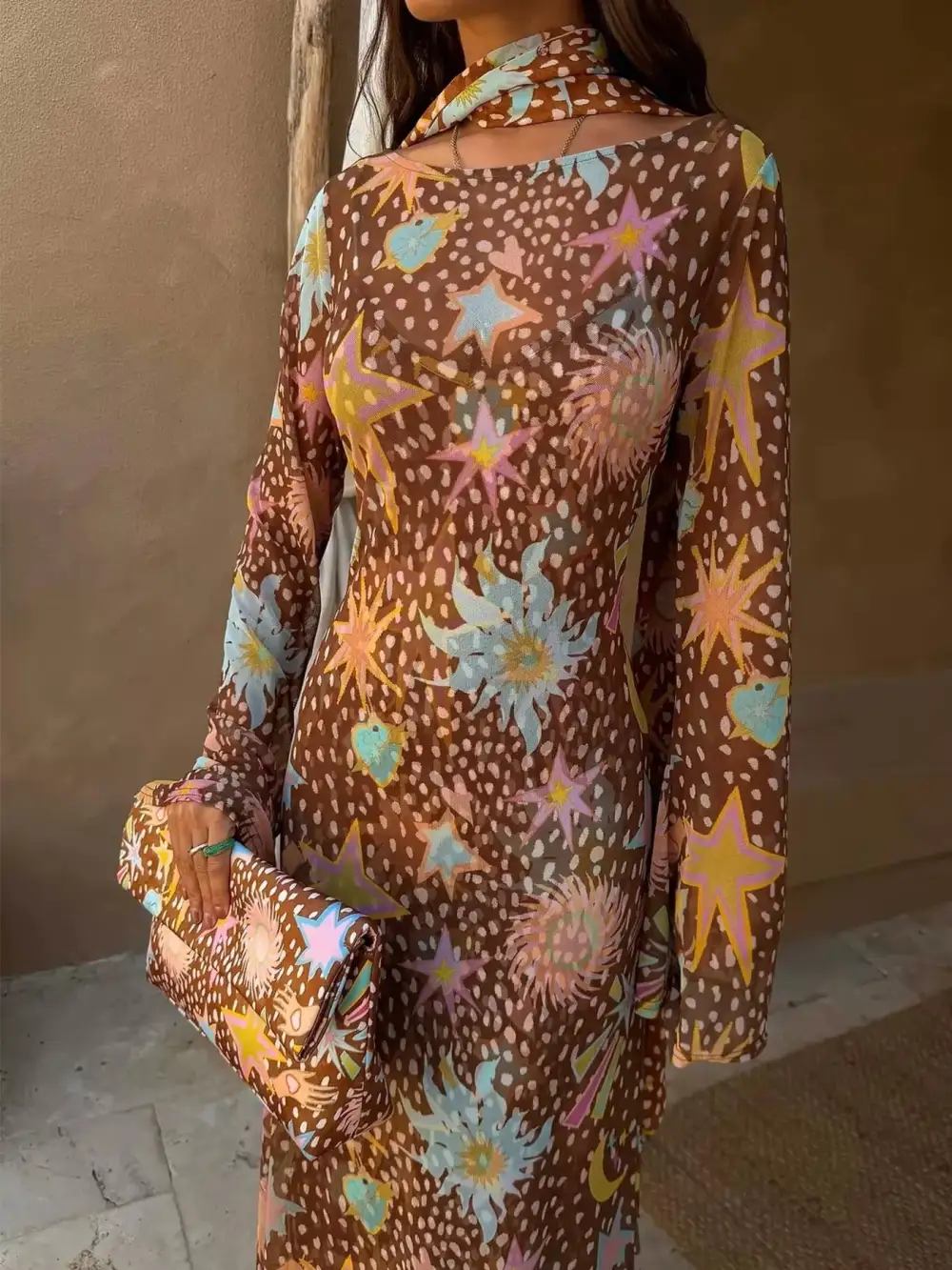 Cami Long-Sleeve Printed Casual Dress