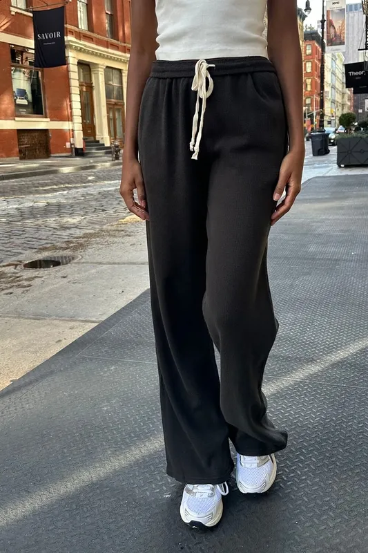 Black Waffle Sweatpants