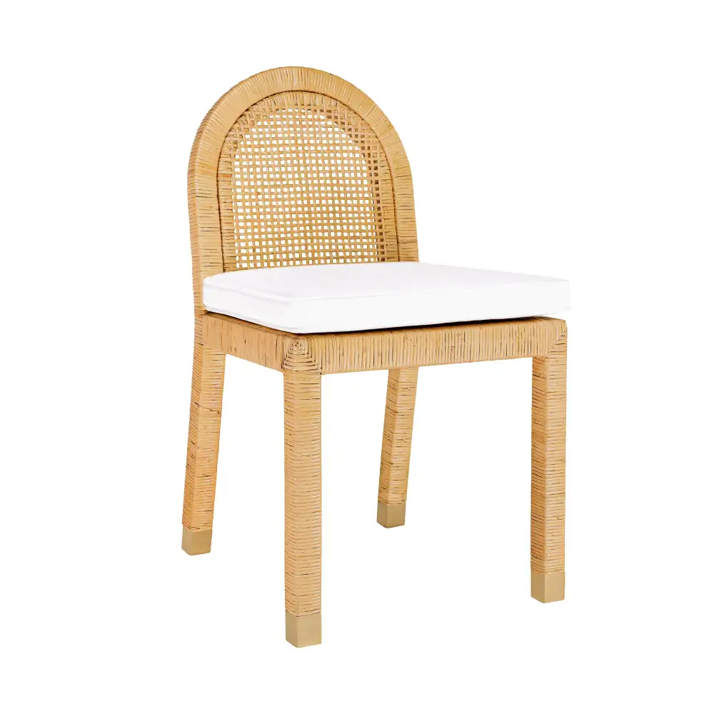 Arched Back Rattan Performance Fabric Dining Chair