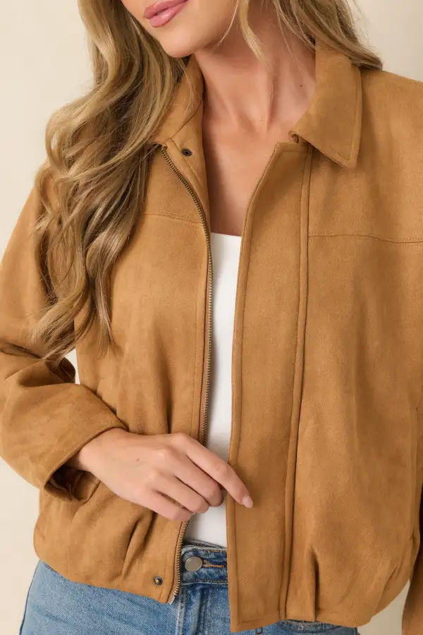 Refined Zip-Front Faux Suede Jacket