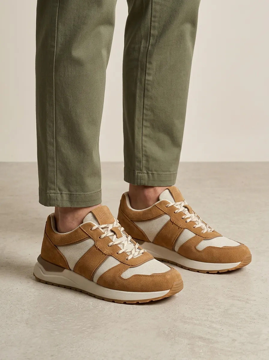 Unisex Modern Casual Minimalist Suede Mesh Print Sneakers