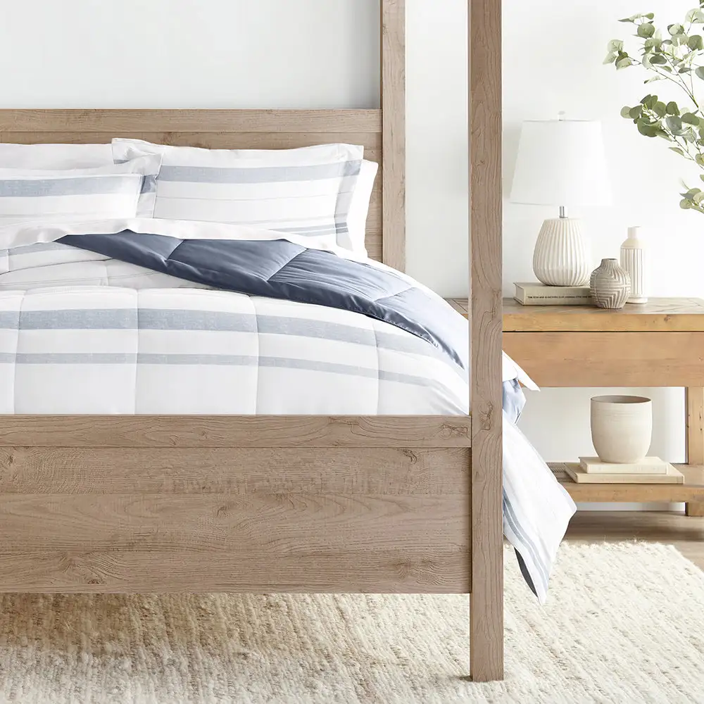 Stitched Stripe Reversible Down Alternative Comforter Set