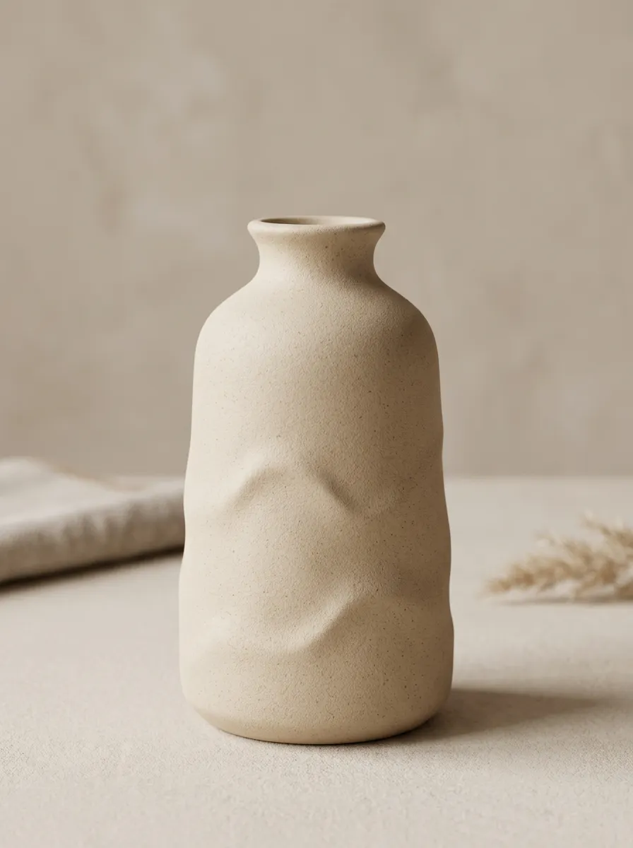 Contemporary Minimalist Textured Ceramic Table Vase