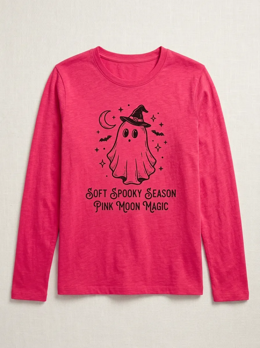 Ghost Witch Halloween Cotton Linen Long Sleeve Top