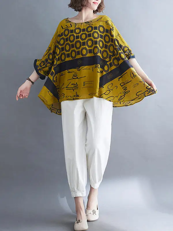 Printing Batwing Sleeve T-Shirt