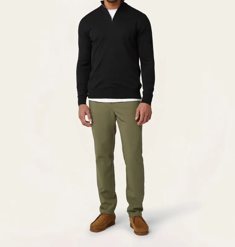 Soft Wool-Blend Half Zip Black
