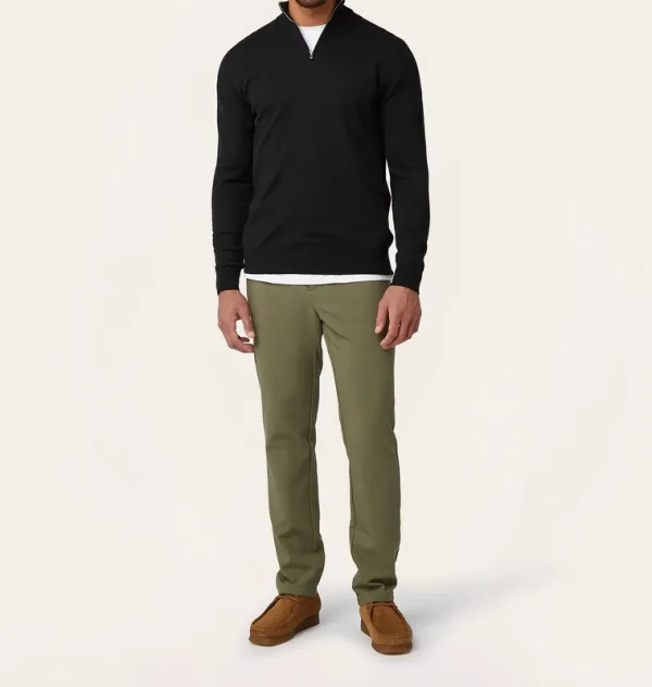 Soft Wool-Blend Half Zip Black