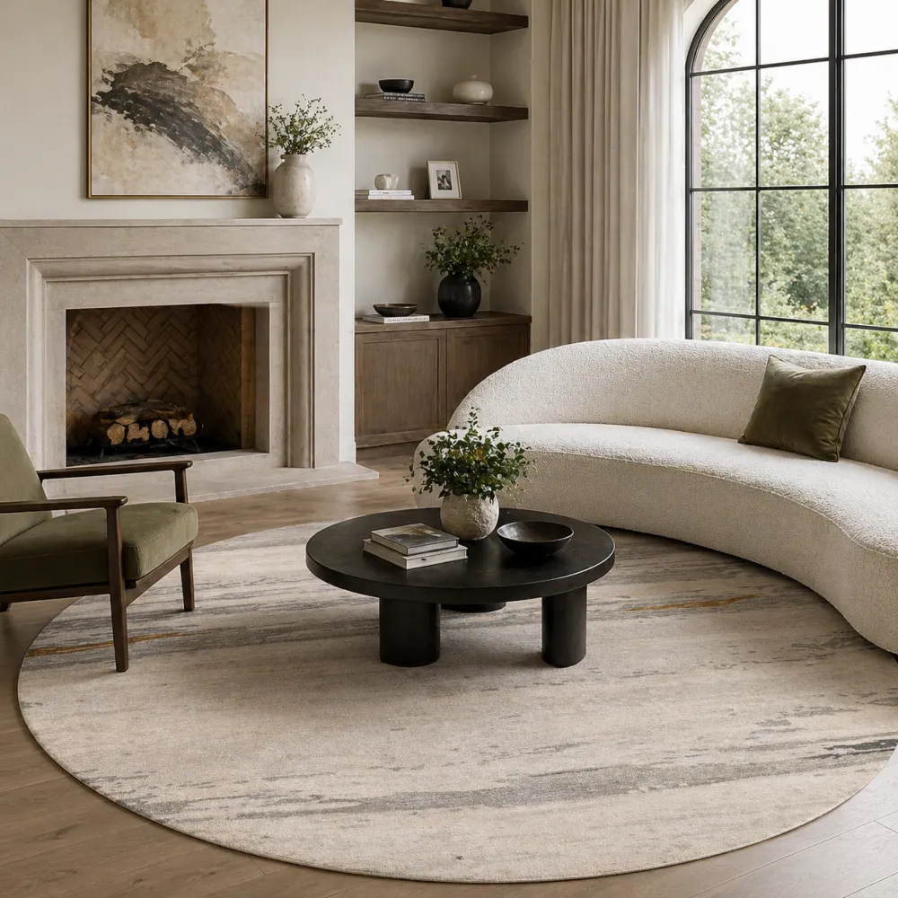 Viscose Wool Blend Round Carpet