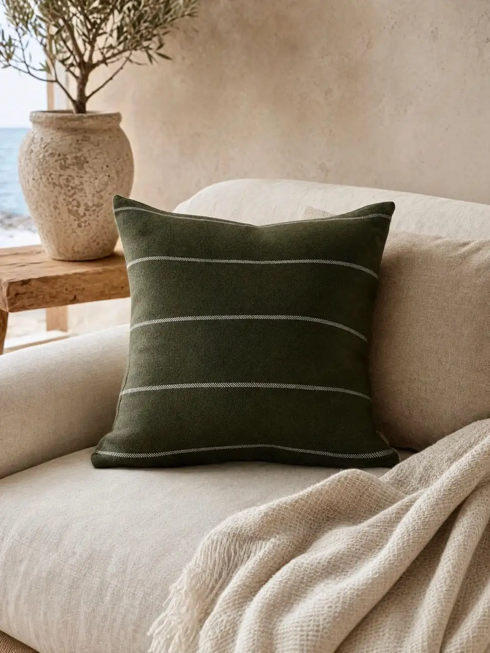 Striped Textured Woven Decorative Cushion Cover