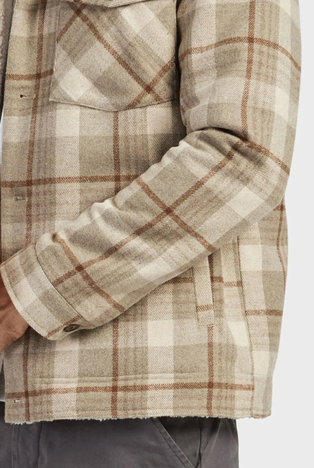 Sherpa Collar Plaid Quilted Shirt Jacket