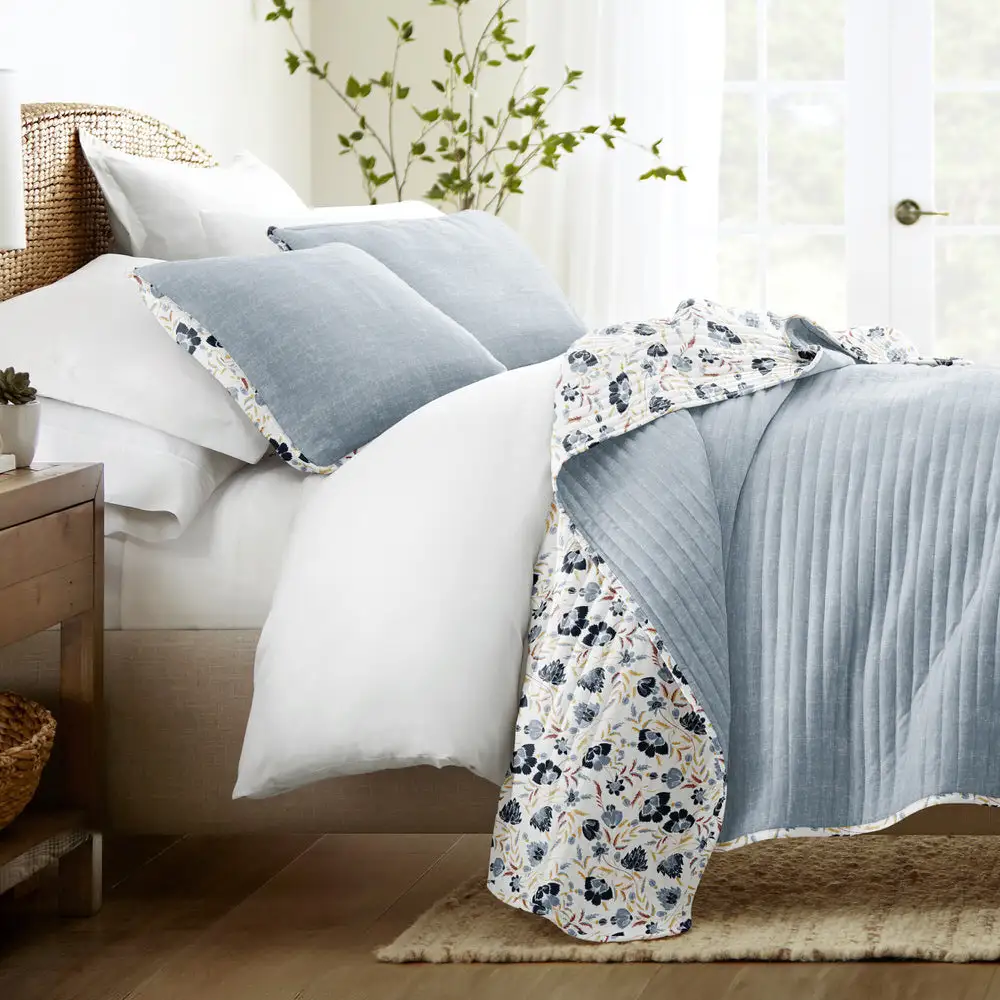French Jacobean Reversible Quilted Coverlet Set