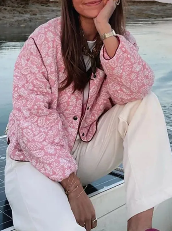 Floral Relaxed V-Neck Jacket