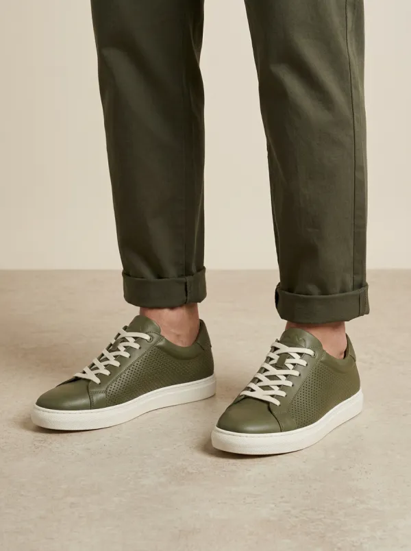 Men's Perforated Leather Casual Sneakers