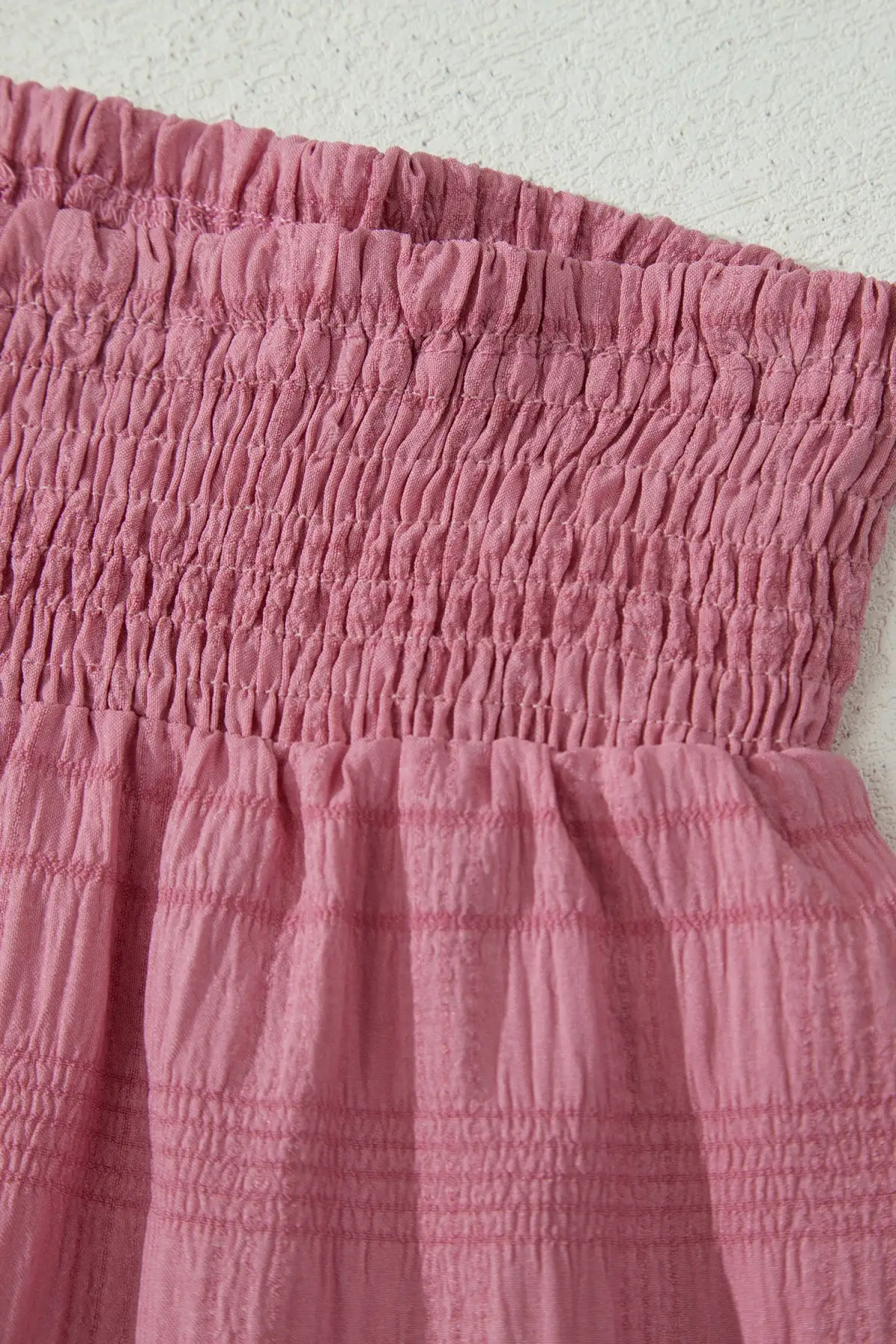Refined High-Waist Shirred-Waist Textured Two-Piece Top and Shorts Set