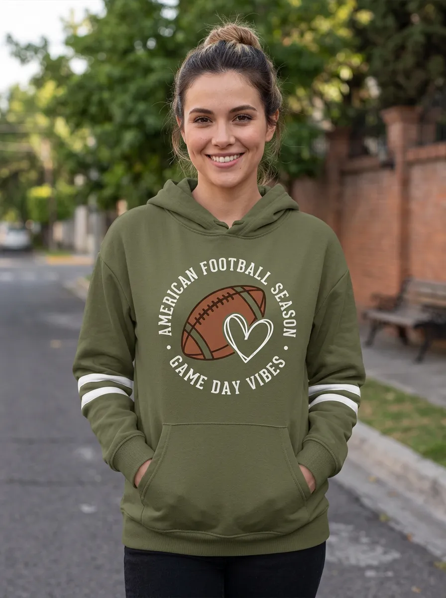 Women's Traditional Gridiron Heart Ball Graphic Hoodie