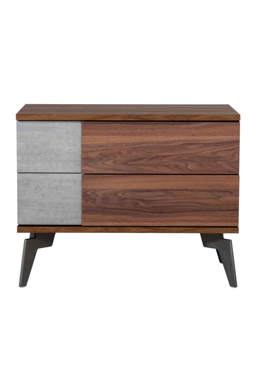 Concrete and Walnut Drawer Nightstand