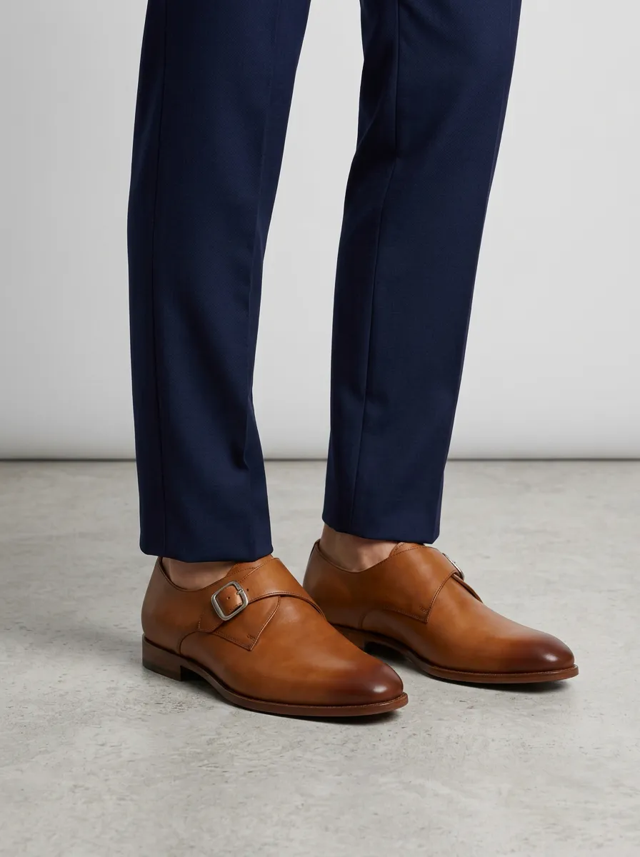 Men's Relaxed Classic Business Leather Single Monk Strap Shoes