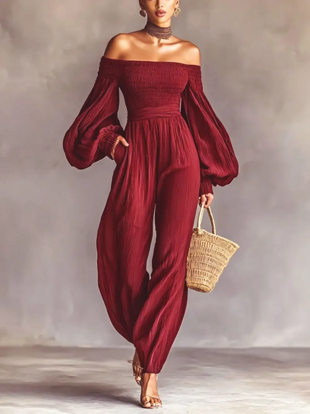 Genesis Balloon Sleeve Ruch Jumpsuit