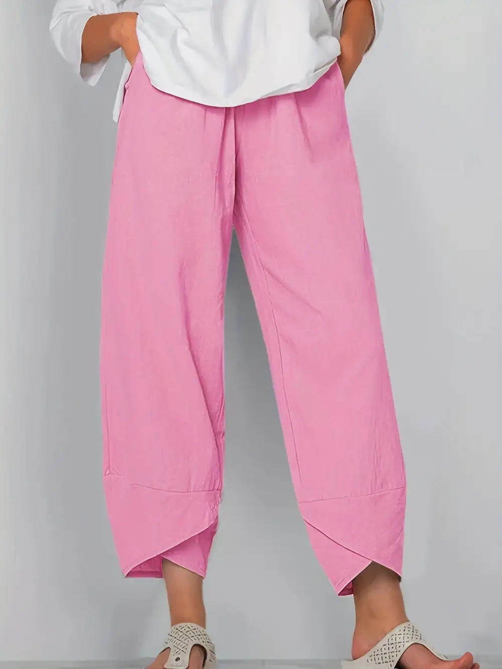Elastic Waist Pants with Pockets