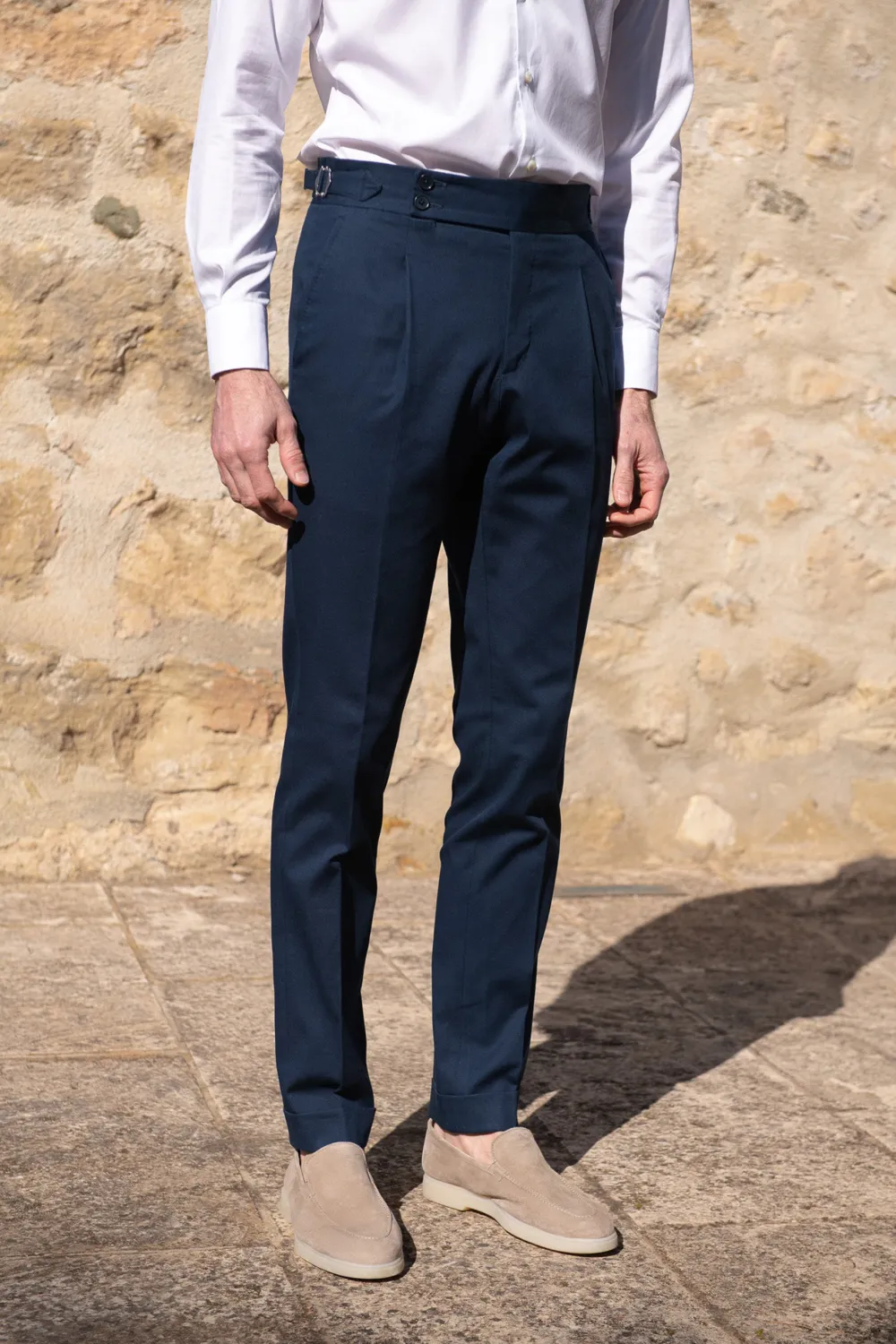 Blue Cotton Trousers Men'S Fashion