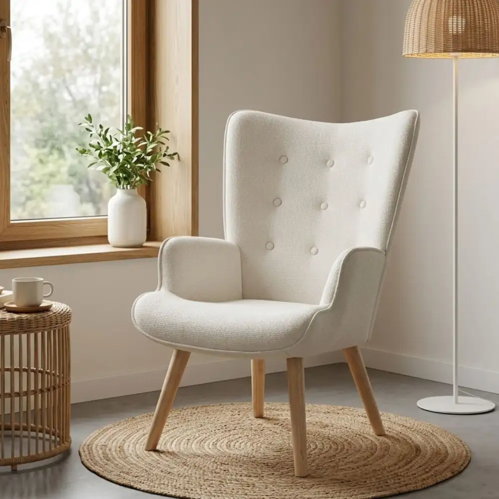 High Back Inviting Linen Armchair