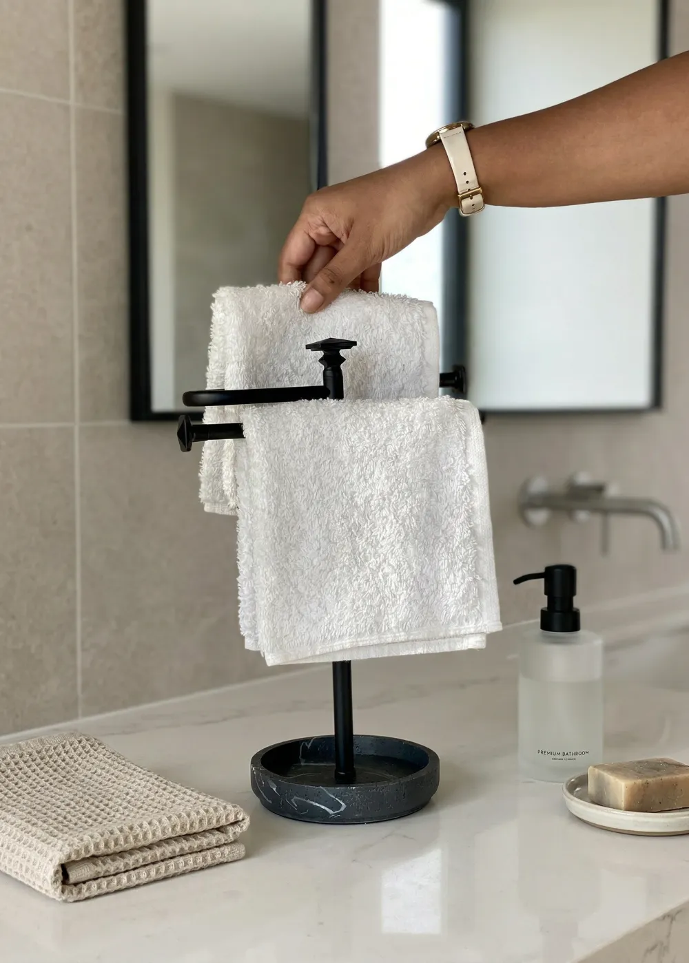 Hand Towel Stand Black