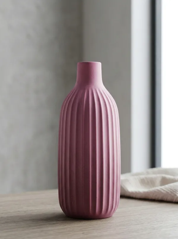 Scandinavian Minimalist Ribbed Ceramic Table Vase
