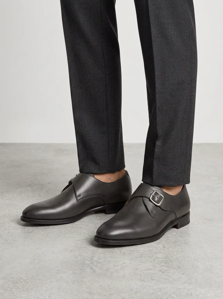 Men's Classic Business Formal Single Monk Strap Leather Shoes