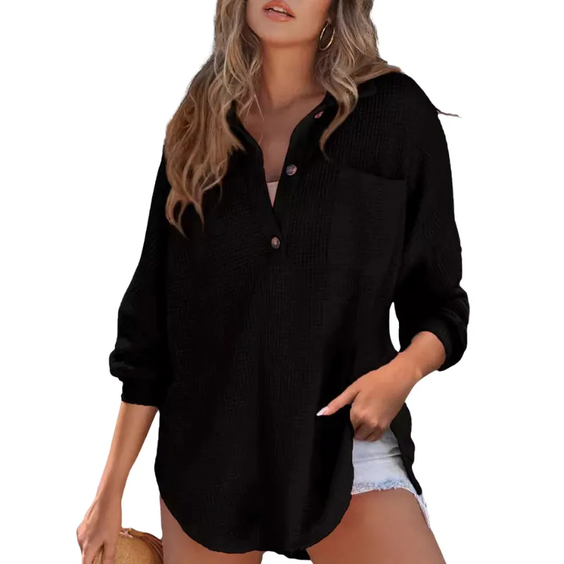 V Neck Button Front Sweater