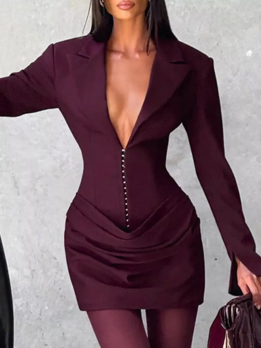 Balanced Detail Long Sleeve Mini Dress