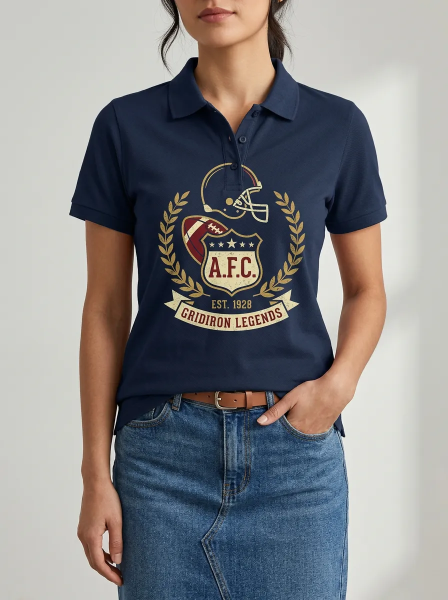 Women's Gridiron Football AFC Helmet Shield Graphic Polo Shirt