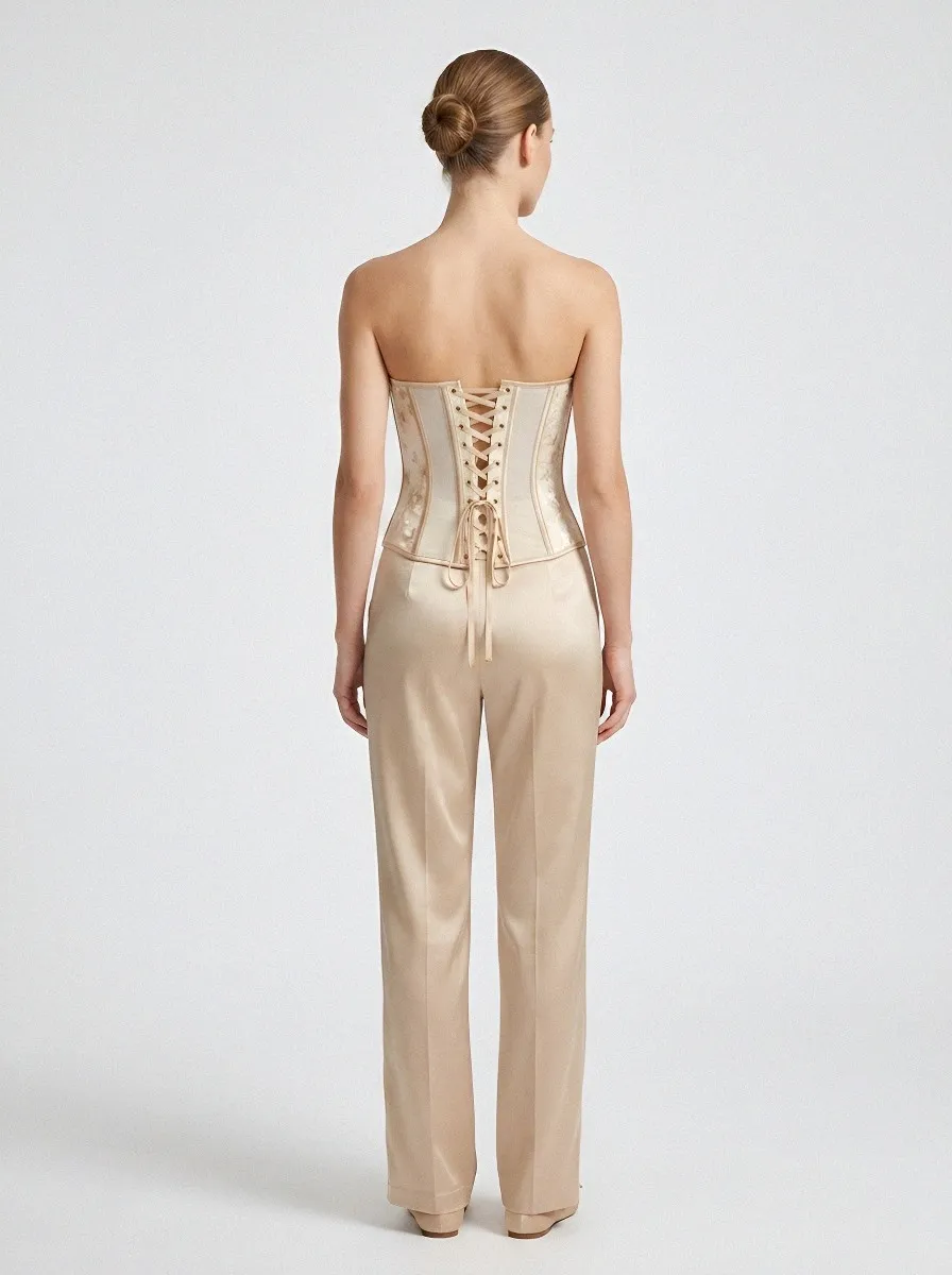 Lace-Up Lace-Trim Women's Corset Top
