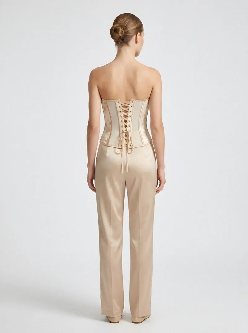Lace-Up Lace-Trim Women's Corset Top