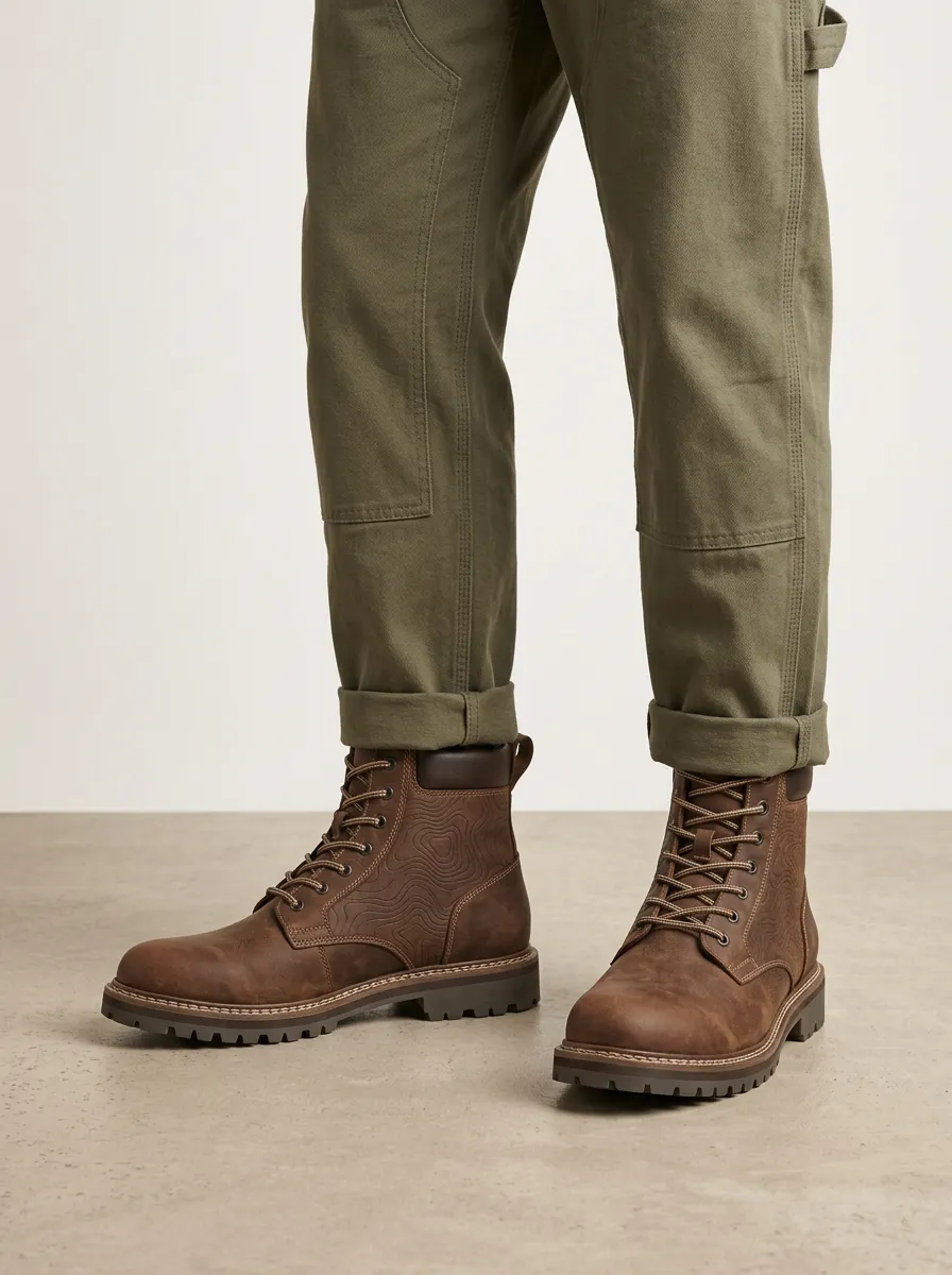 Unisex Essential Outdoor Enthusiast Topographic Map Print Work Boots