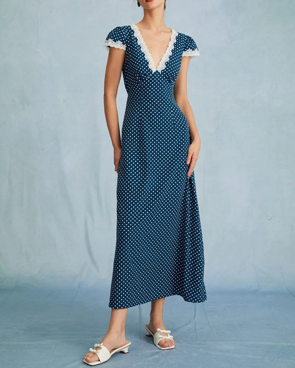 Polyester Satin Blue Dress