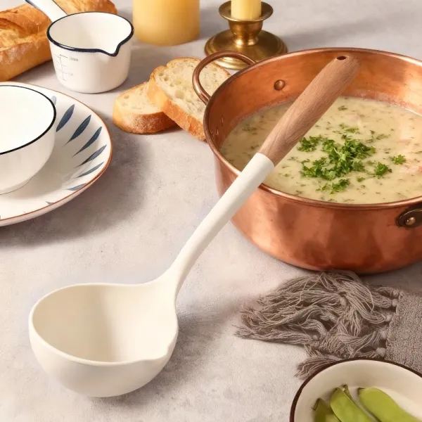 Silicone Soup Ladle with Wood Handle