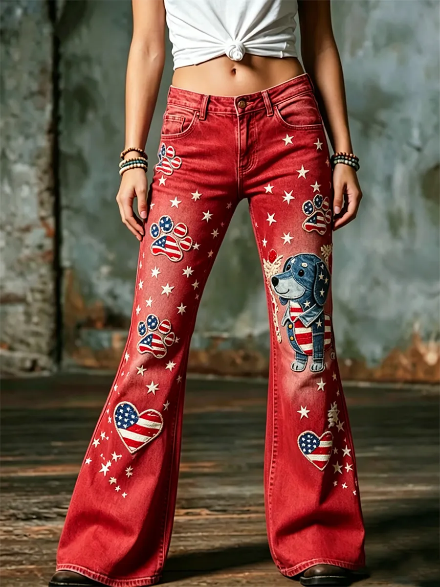 Women'S 250Th Anniversary Animal Printed Casual Jeans